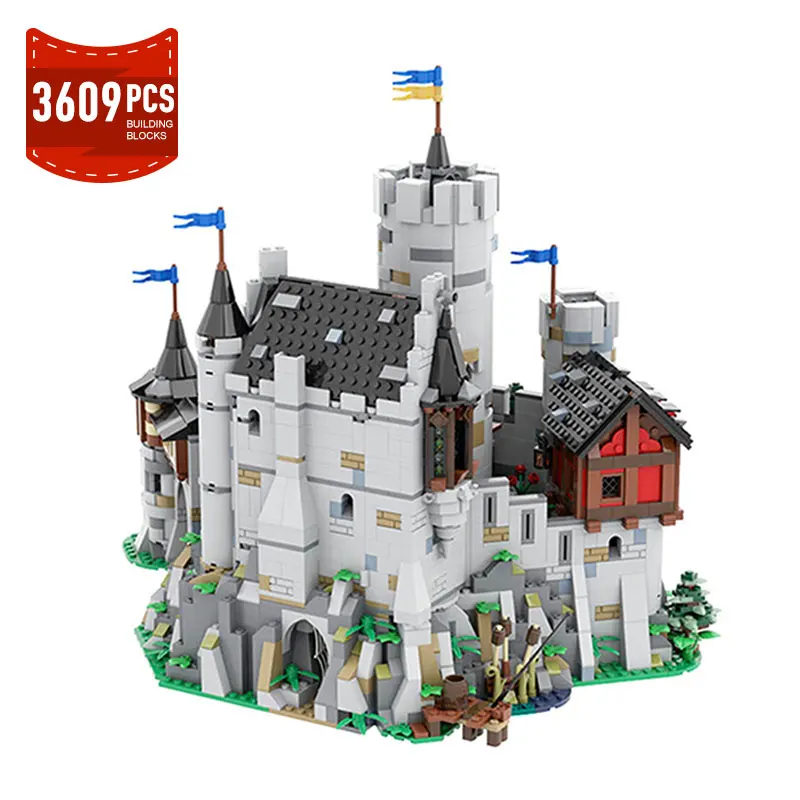 MOC City Germany Medieval Lowenstein Castle Building Blocks Home Decoration Defensive Architecture Bricks Model Children Toys | Игрушки и
