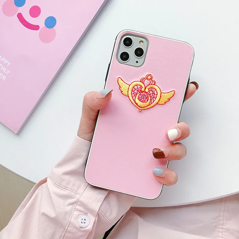 Плюшевый вышитый мультяшный чехол для телефона Сейлор Мун iphone XS Max XR X 8 7 6 Plus милый