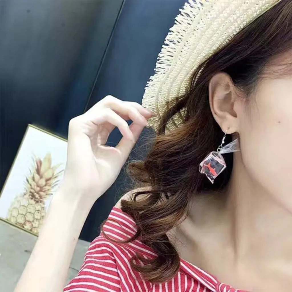 

2 Pair Creative Earring Interesting Personality Transparent Water Bag Girl Earrings Jewelry