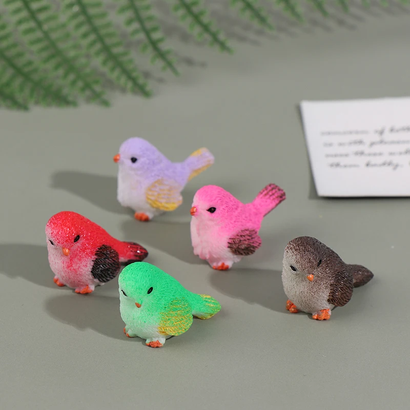 

8 Pieces Cute Cartoon Colorful Fly Bird Sparrow Small Statue Figurine Ornament Miniatures Children Toy Decoration Gift
