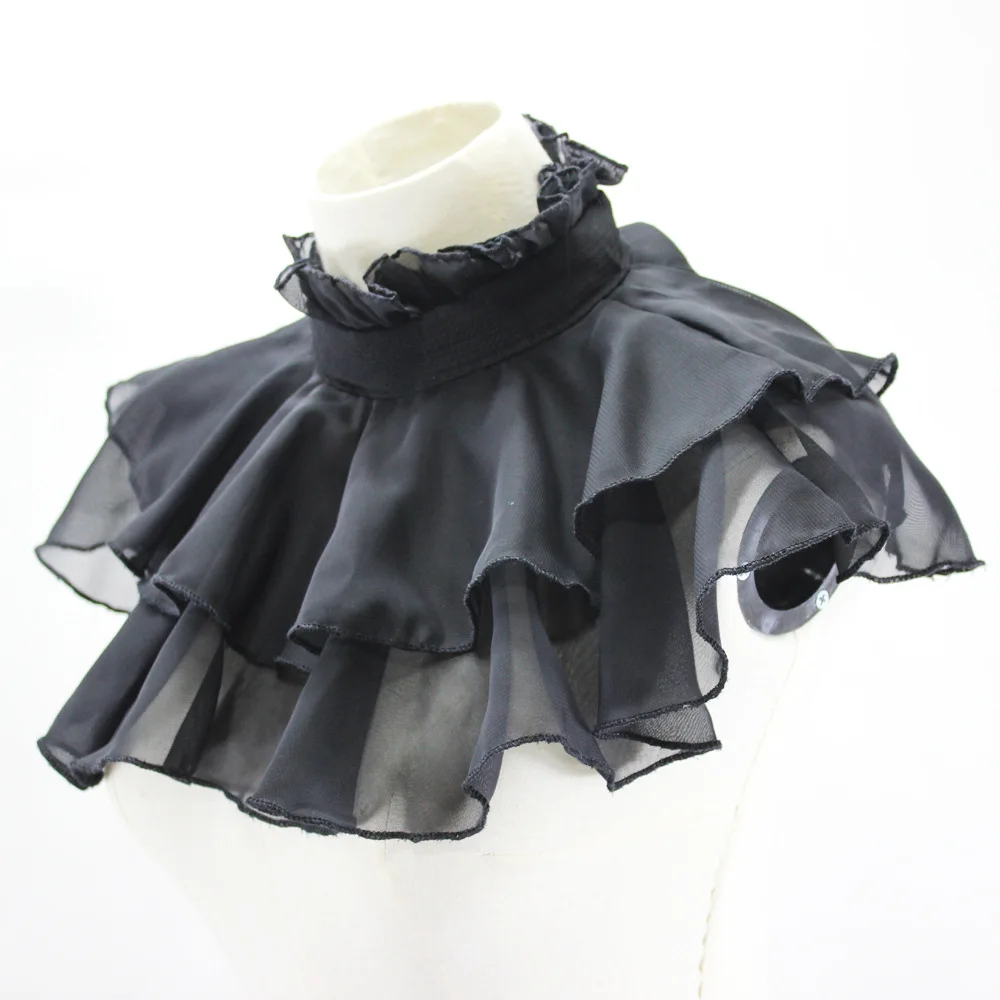 Винтажный Черный накладной воротник готический панк Лолита Шея шифоновая Лента