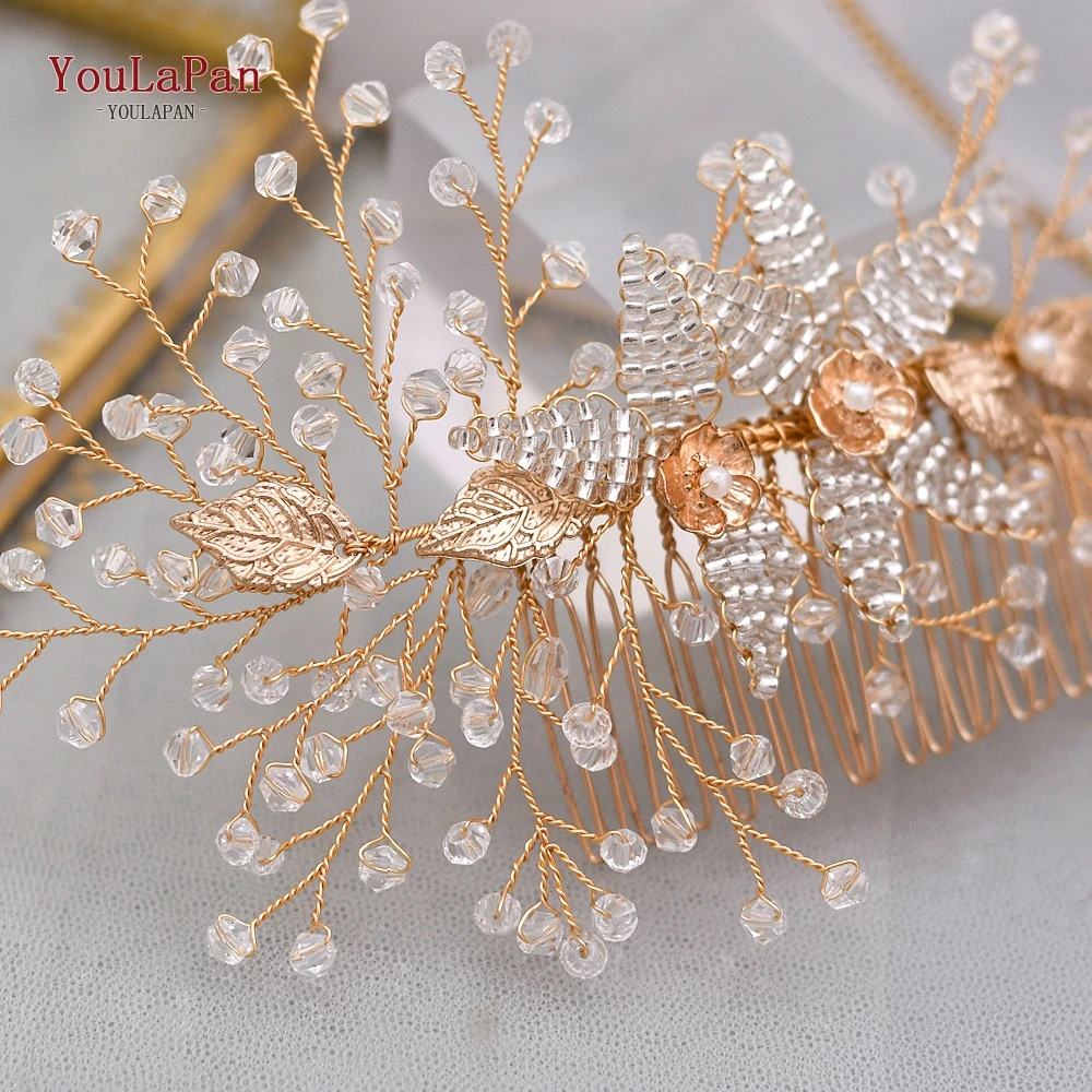 TOPQUEEN HP54 винтажная расческа для волос золотого цвета заколка Свадебная невесты