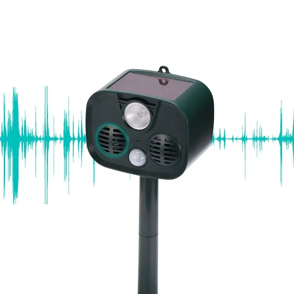 Solar Powered Animals Repeller Outdoor Camping Ultrasonic Alarm Device With Motion Sensor And LED Flashing Lights | Дом и сад