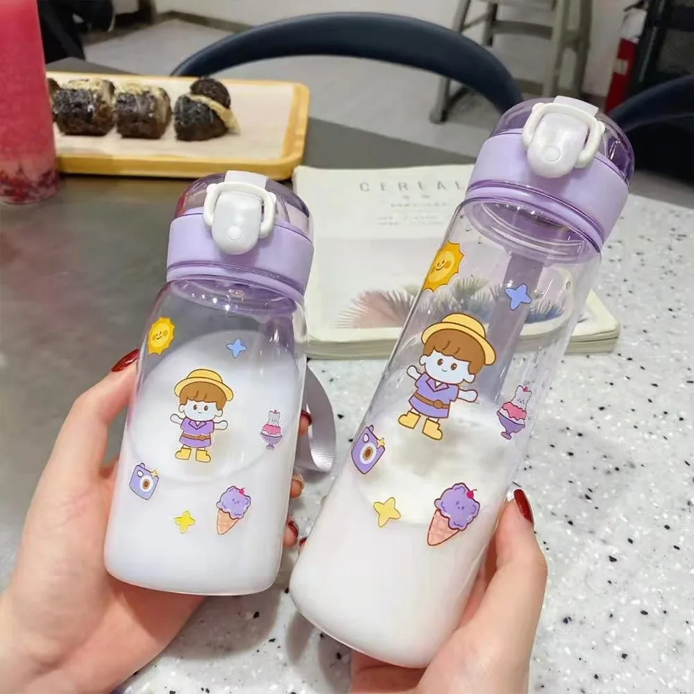 

Sport Water Bottle for Girl Children Shaker Bottle Outdoor Travel Portable Water Cup Leakproof Drinkware Plastic Drinking Bottle