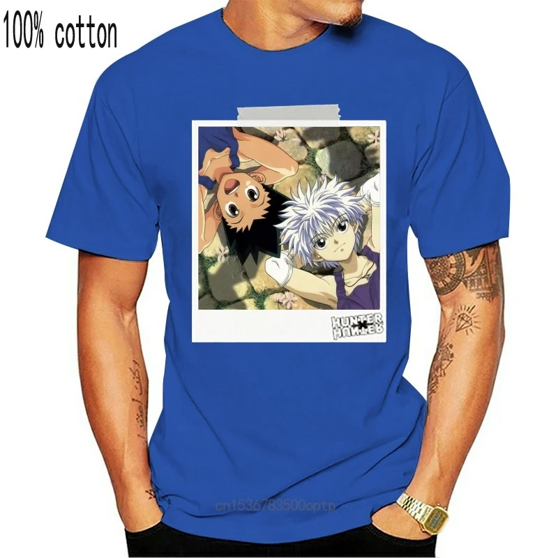 Черная Мужская футболка Hunter X с улыбающимся Гоном фрикссом и Killua Zoldyck мужские