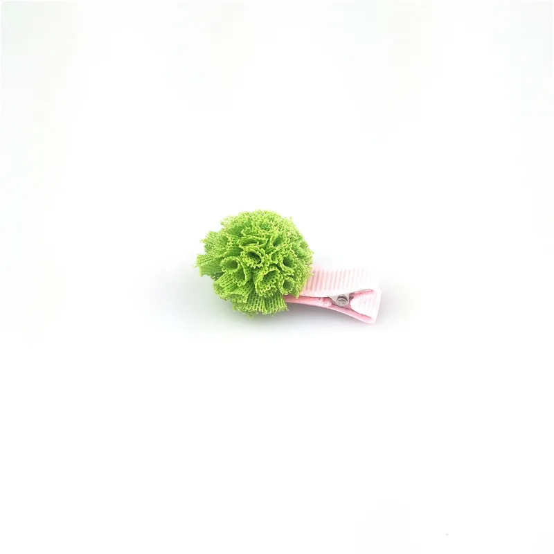 1pcs 5cm Hairpins Snap Hair Clips for Children Girls Hair Accessories Baby Cute Hair Clip Pins Gauze ball Color Metal Barrette - Цвет: C2 Green