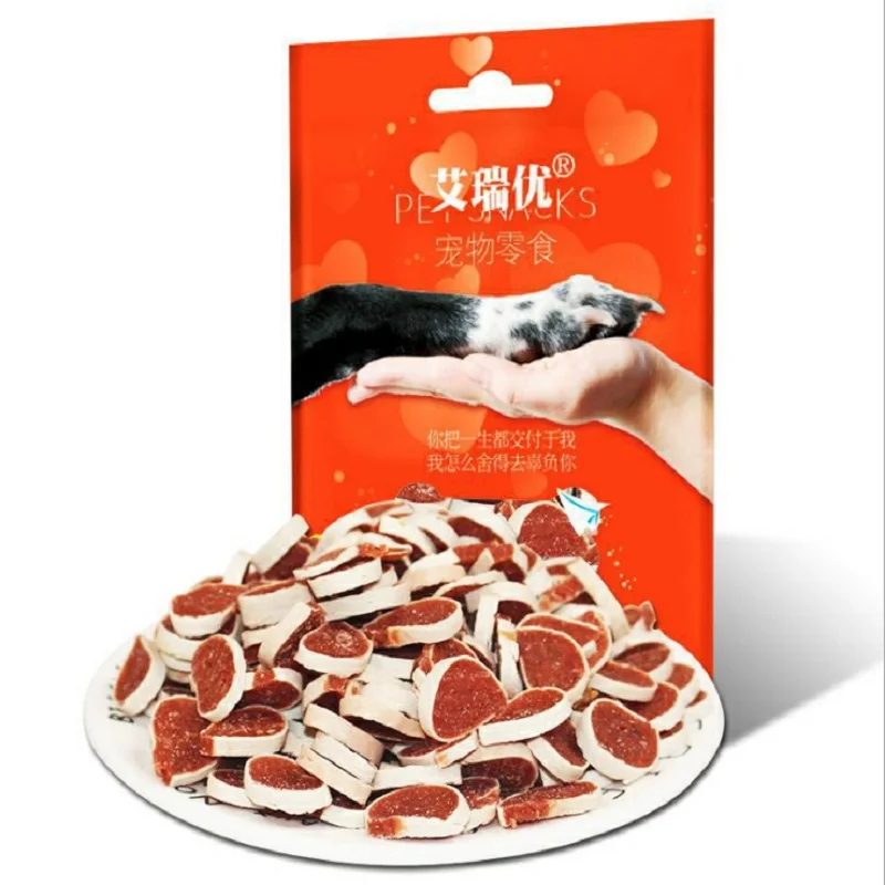 100g round slice Лакомство для собак куриная грудка треска сэндвич универсальное питание здоровая собака еда чистые зубы обучение награда закуски для собаки - Цвет: 100g round slice
