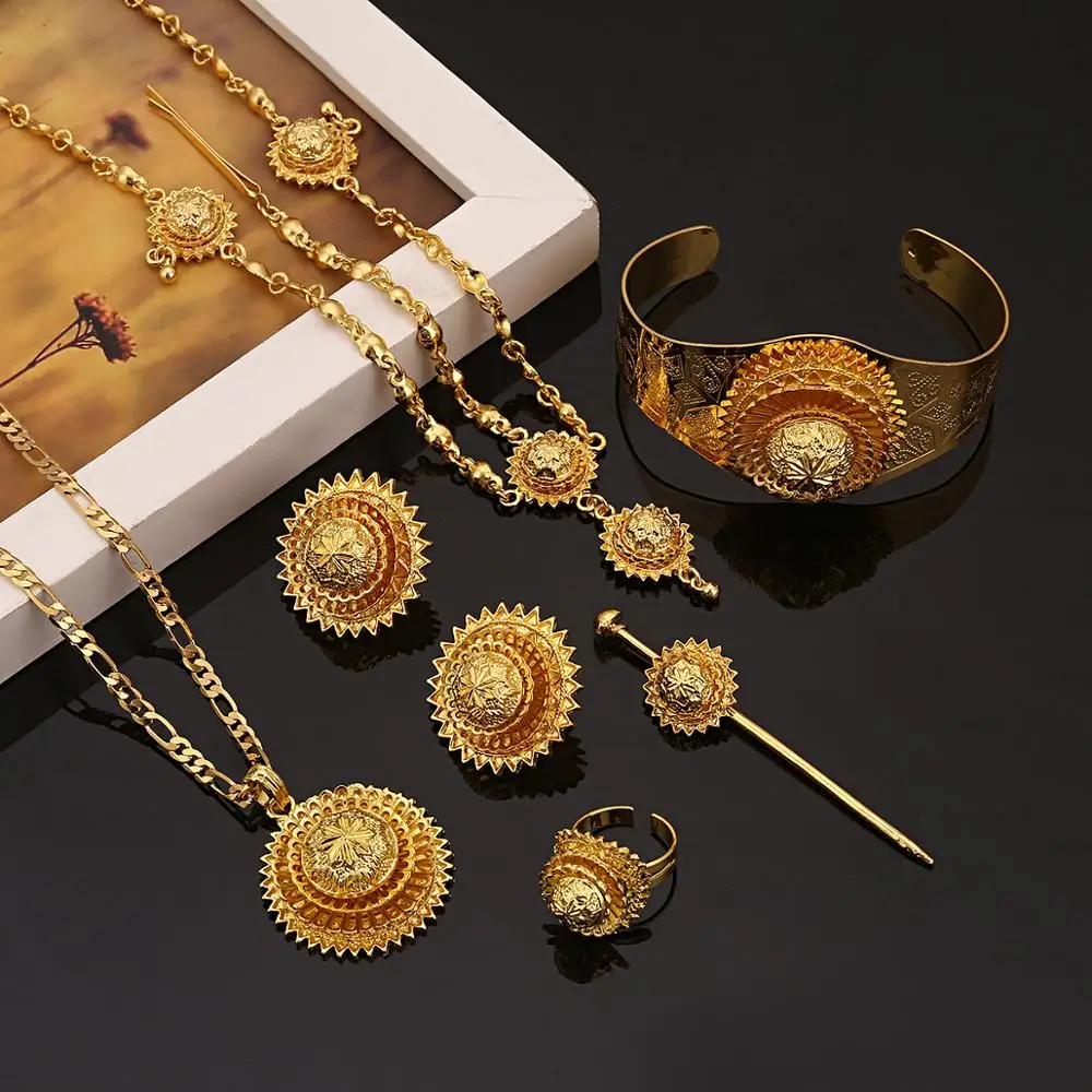 Традиционный модный Эфиопский Большой волос Африканский Золотой Цвет для женщин