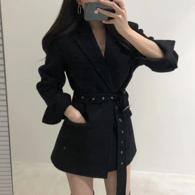 BGTEEVER-элегантное женское мини-платье с вырезом на воротнике и поясом классический