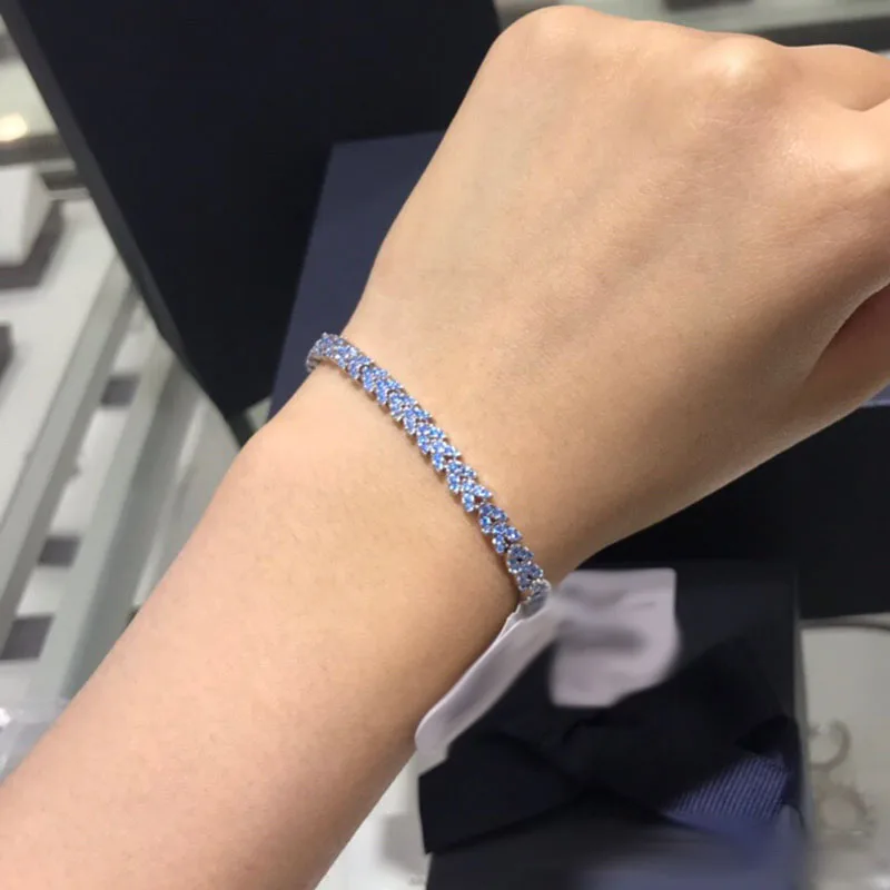 UMGODLY роскошный бренд синие пшеничные уши сердце браслет микро кубический