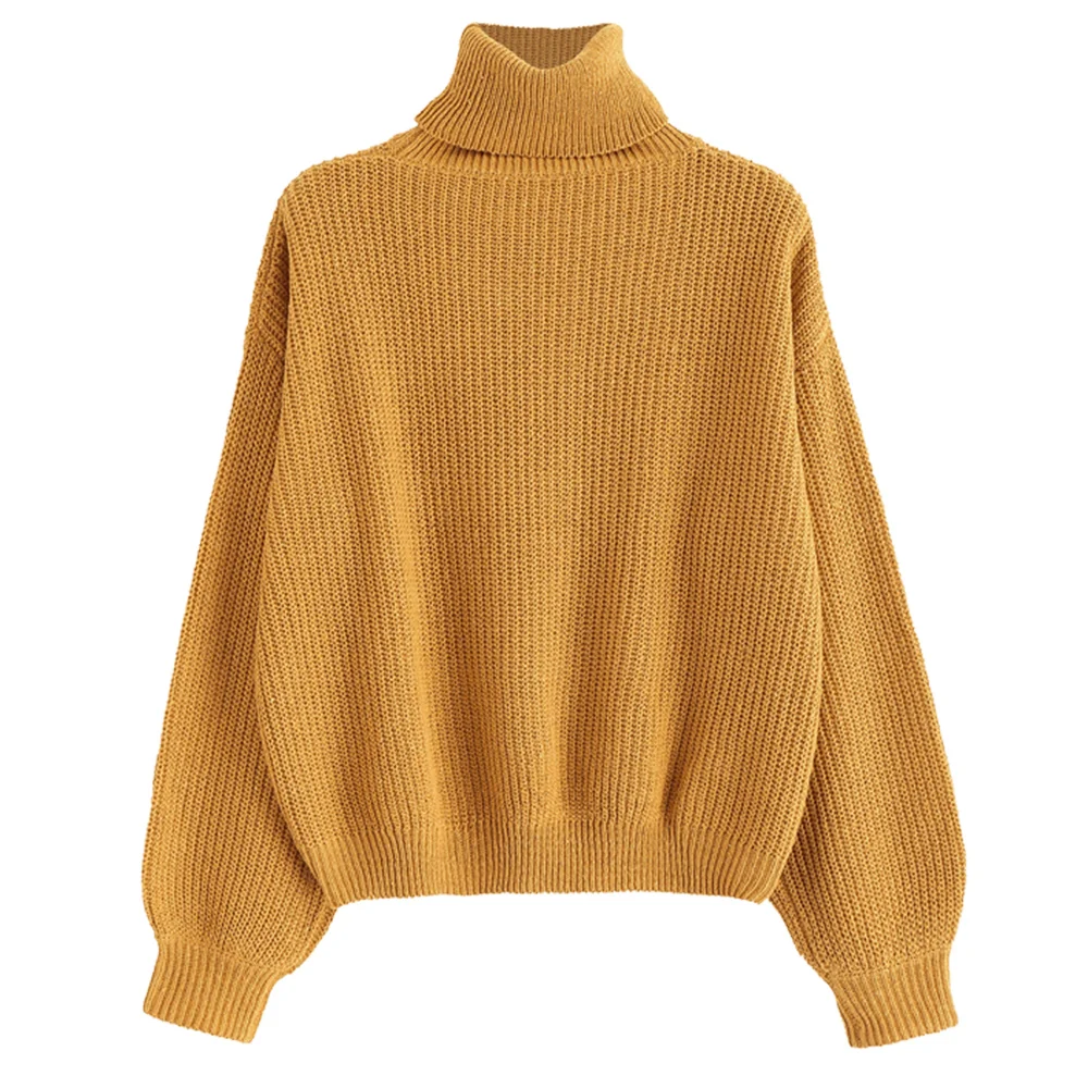 Простой женский свитер с отложным воротником и спущенными плечами от ZAFUL