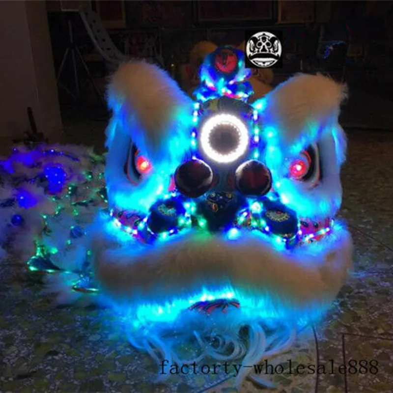 

Led Light Wool Southern Lion Dance Mascot Costume for Two Adult Chinese Folk Ar Traditional Chinese Culture Lion Dance Festival
