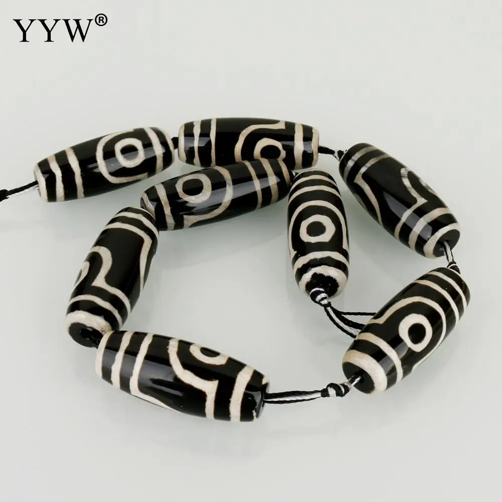 

Natural Tibetan Onyx Dzi Beads Colorful Jewelry 1 strand 30x11x11mm 40x16x16mm Making White And Black
