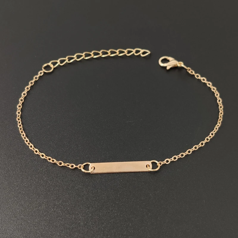 Простой золотистый цепи Браслеты для Для женщин Регулируемый квадратный