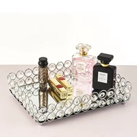silver square mirror crystal storage baskets box simplicity style home organizer for jewelry necklace dessert plate