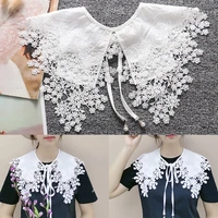 korean royal style decorative cotton false collar shawl wrap hollow out embroidery floral lace patchwork detachable necklace lap