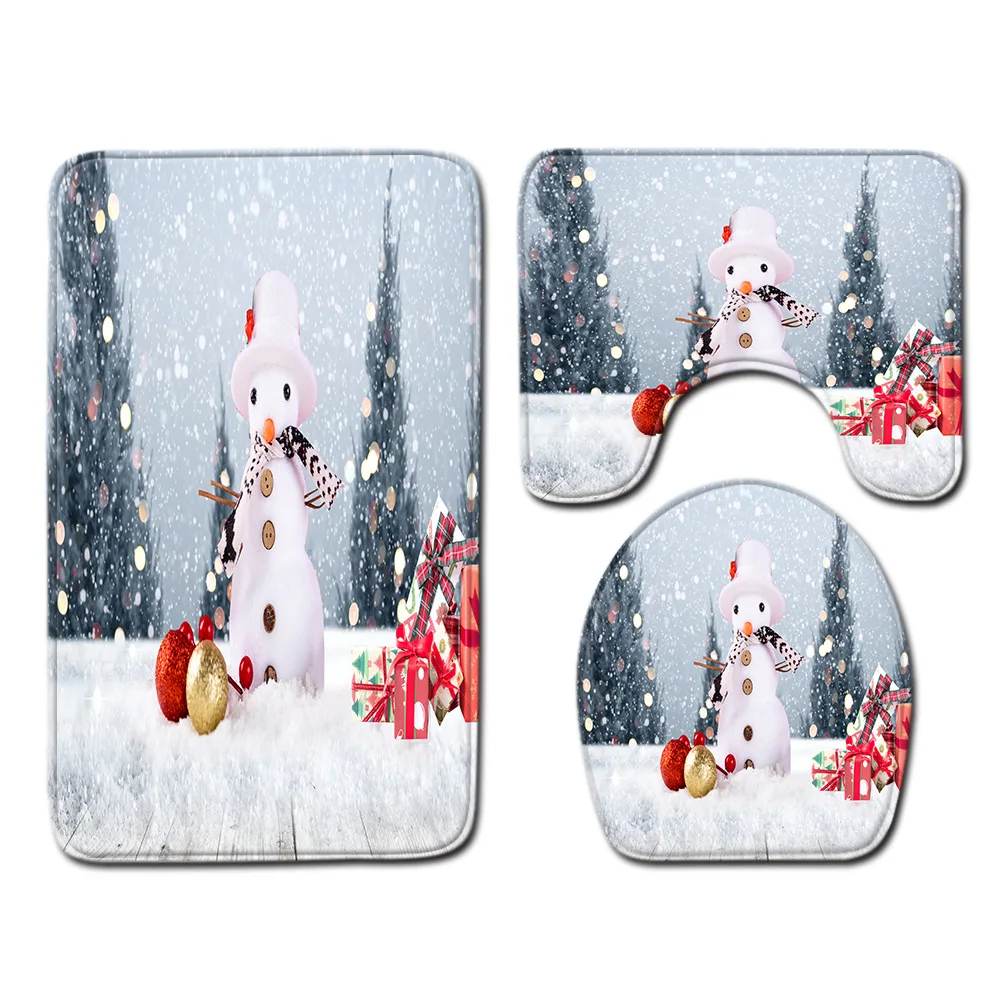 Рождественские Чехлы для унитаза 3 шт. в комплекте коврики ванной комнаты