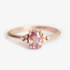 Французское изящное розовое кольцо с овальным кристаллом для женщин, простое обручальное кольцо в богемном стиле, женские модные обручальные кольца, ювелирные изделия
