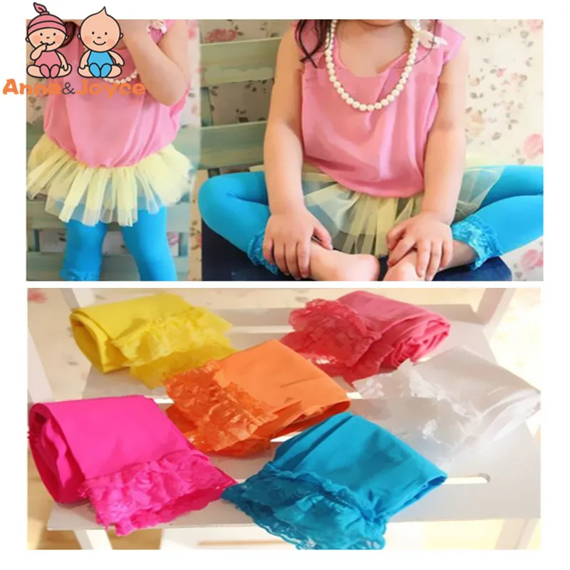 Оптовая продажа! Детские кружевные леггинсы карамельных цветов 30 шт./лот модное