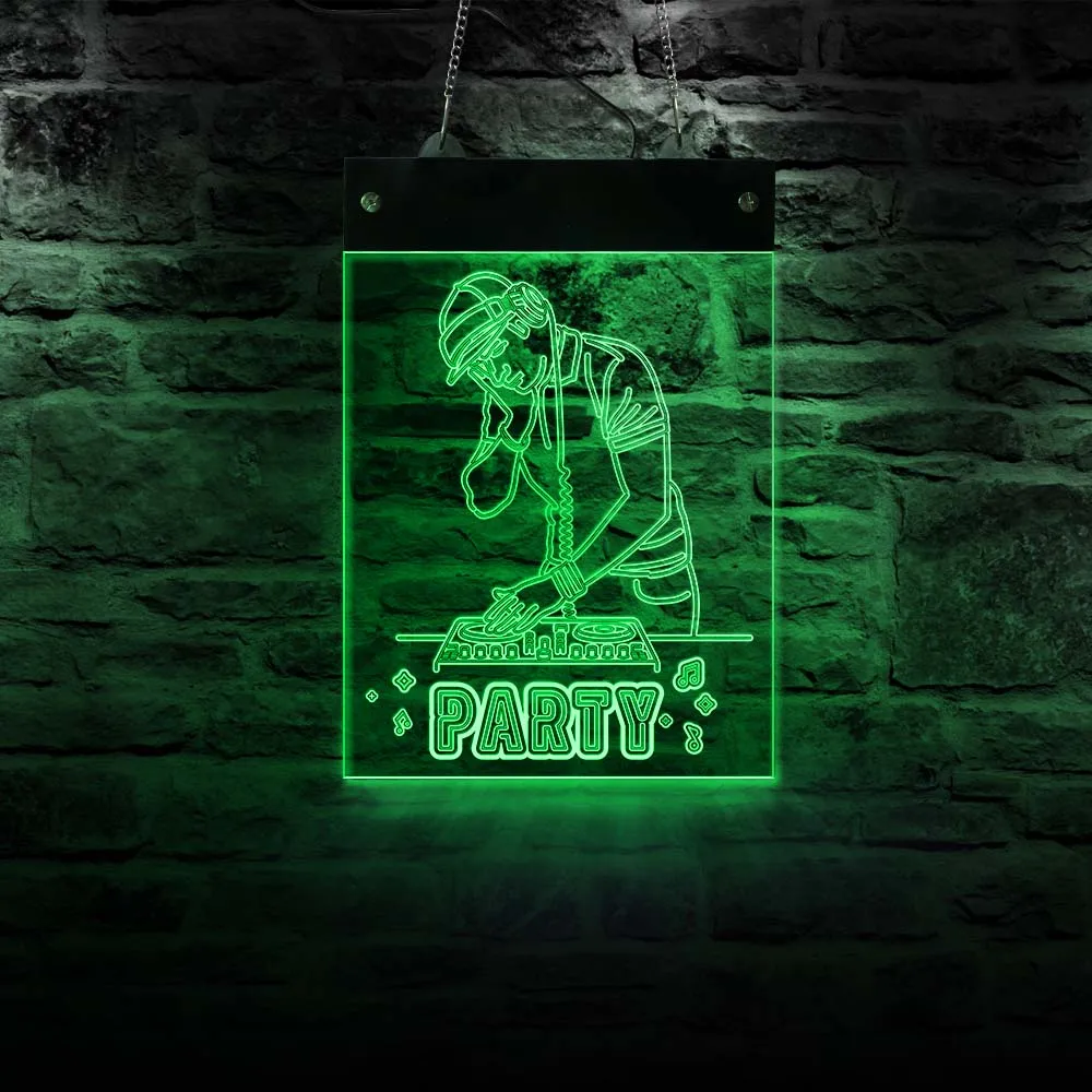 DJ играет музыку электронные освещаемые указатели вечерние настроение лампа Клуб