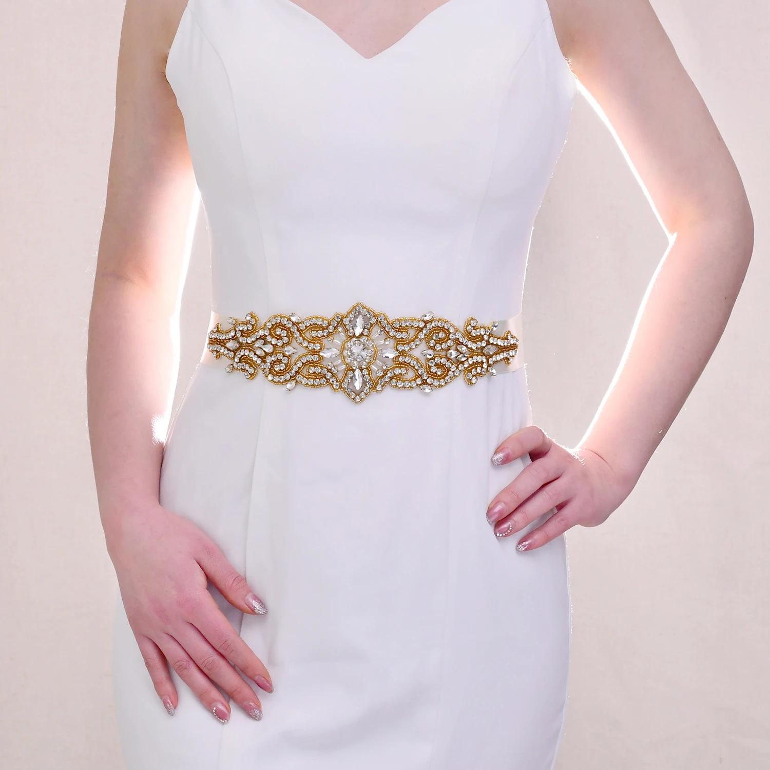 

TRiXY S26-G Sparkle Gold Wedding Belts Wedding Dress Belt Jeweled Belt Accessories Wedding Sash Crystal Bride Belt Bridal Sash