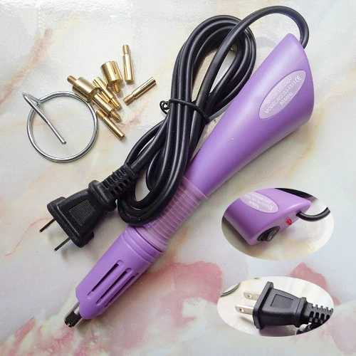 US purple Быстрый нагрев ЕС BS plug выбор горячей фиксации Стразы аппликатор 7 наконечников Утюг-на термофиксации инструмент пистолет для одежды свадебное платье - Цвет: US purple