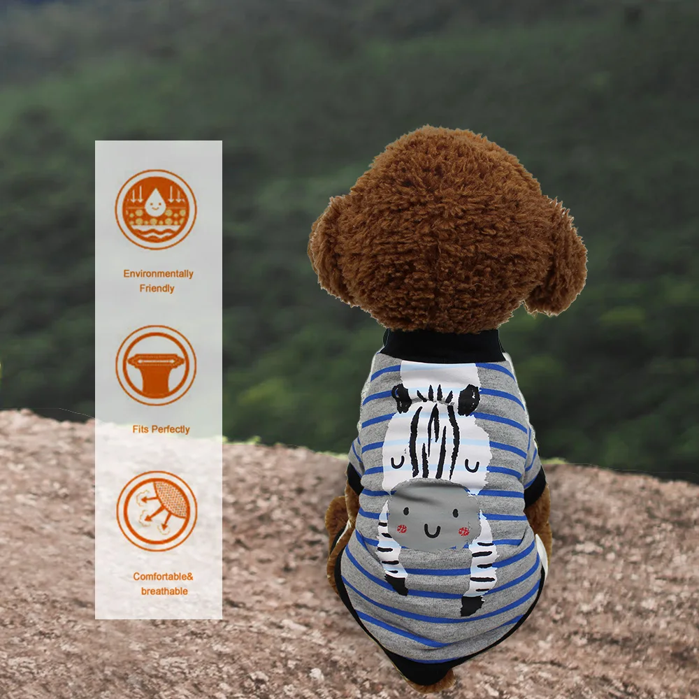 Футболка с мультяшной собачкой для собаки весенняя и осенняя хлопковая дышащая