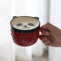 japanese cute mug creative ceramic shiba inu panda coffee cup with lid home couple milk breakfast cup water cup christmas gift