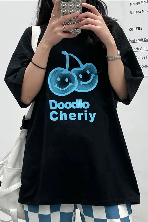 

Summer Women Oversized T Shirt New Korean Cartoon Printed Short Sleeve T-shirt