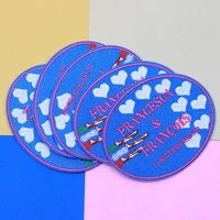 cartoon blue sky and white clouds patch embroidery badge applique cute cheap embroidered iron on patches for clothes sticker
