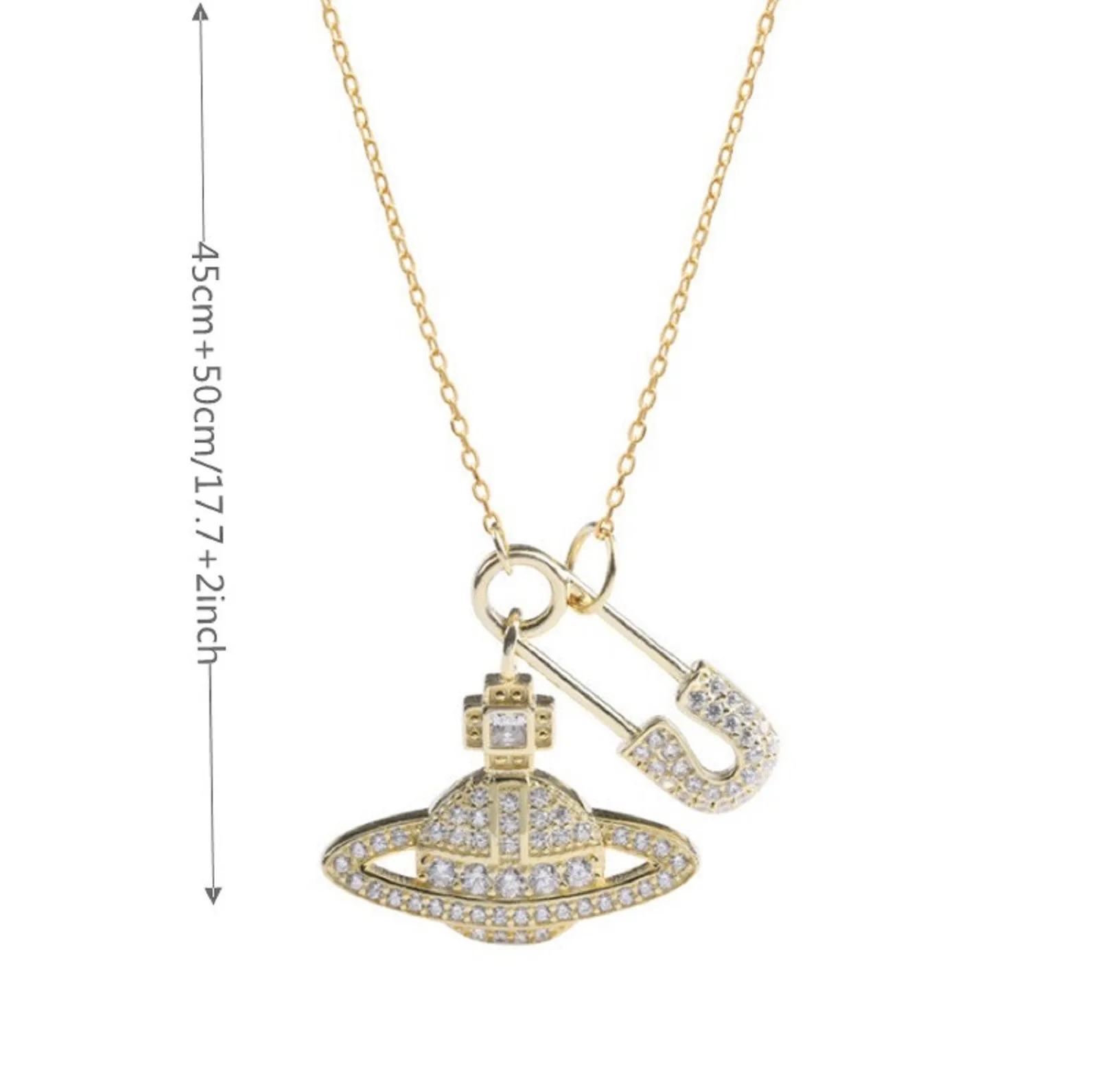 

female necklace Planet Necklace for Women Rhinestone Paper Clip Saturns Necklaces Jewelry Gifts collares para mujer