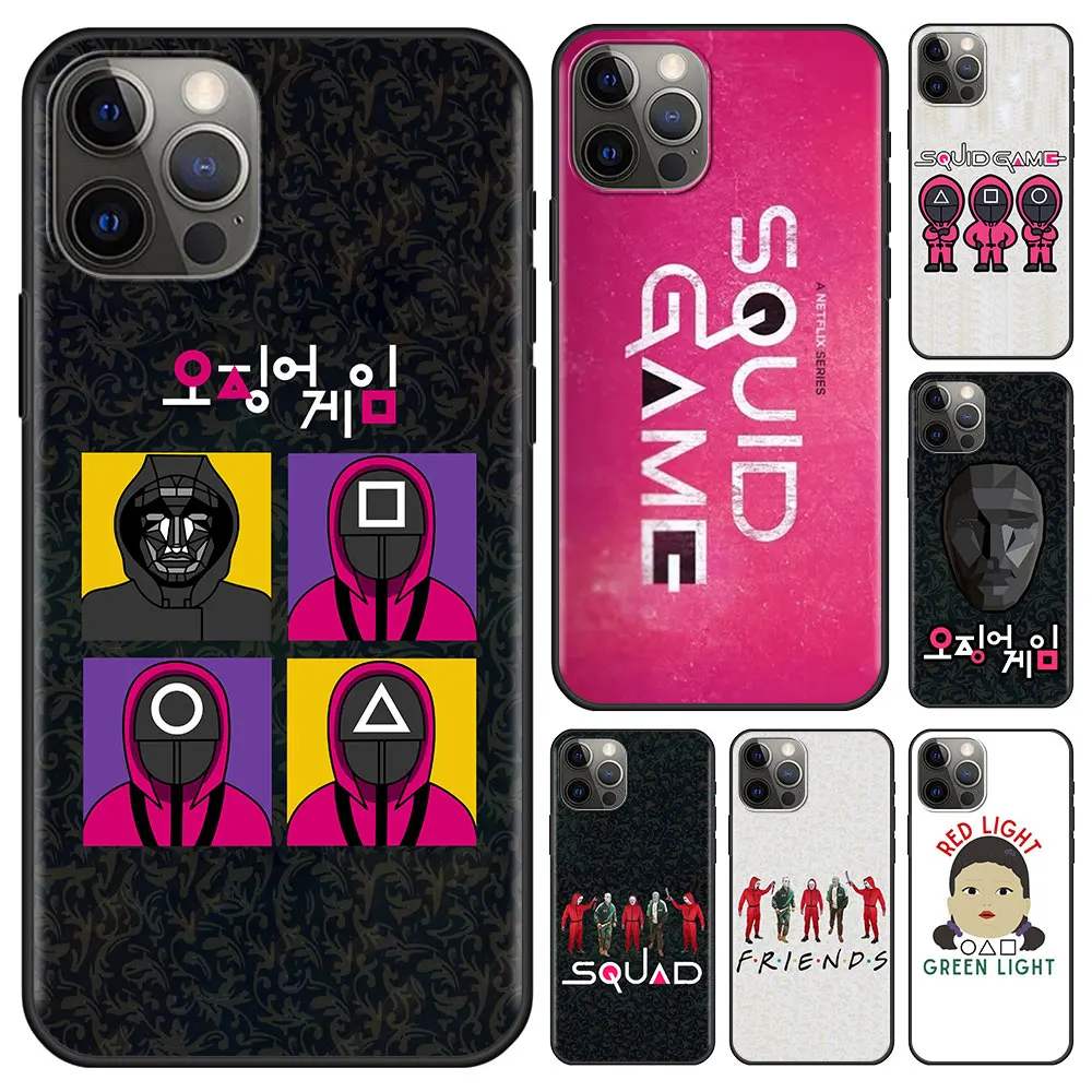 

Hot Squid Game Phone Case for Apple iPhone 11 12 13 Pro Max 7 8 Plus 6 6S + 5 5S X XS XR SE 2020 Soft Silicone Back Cover Shell