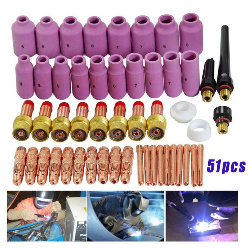 2019 hot 51 TIG Welding Ceramic Cup Gas Len Kit For Miller Eastwood Cutter Torch 17/18/26 With High Quality | Инструменты