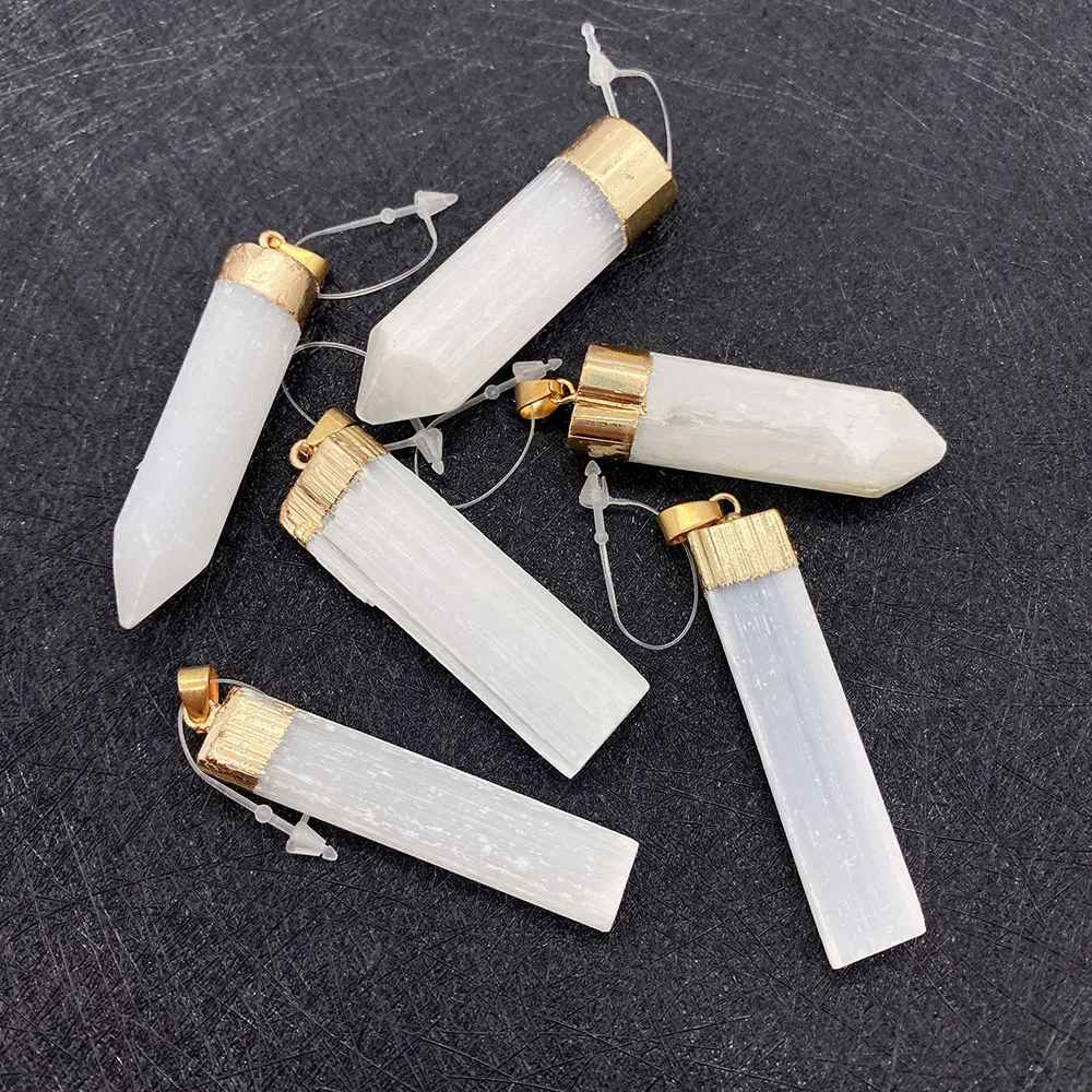

1pcs Natural Stone Crystal Pendant White Crystal Column Shape Design DIY Necklace Charm Jewelry Making Supplies Accessories