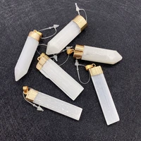 1pcs natural stone crystal pendant white crystal column shape design diy necklace charm jewelry making supplies accessories