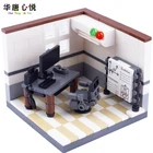 Город МОС сцена офисный стол книжная полка кондиционер стул Костюмы Рабочие доски строительные блоки Обучающие игрушки города комната Модель