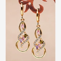 korean fashion jewelry women drop earrings vintage luxury spiral hollow gold earrings wedding anniversary gift lady obs1538