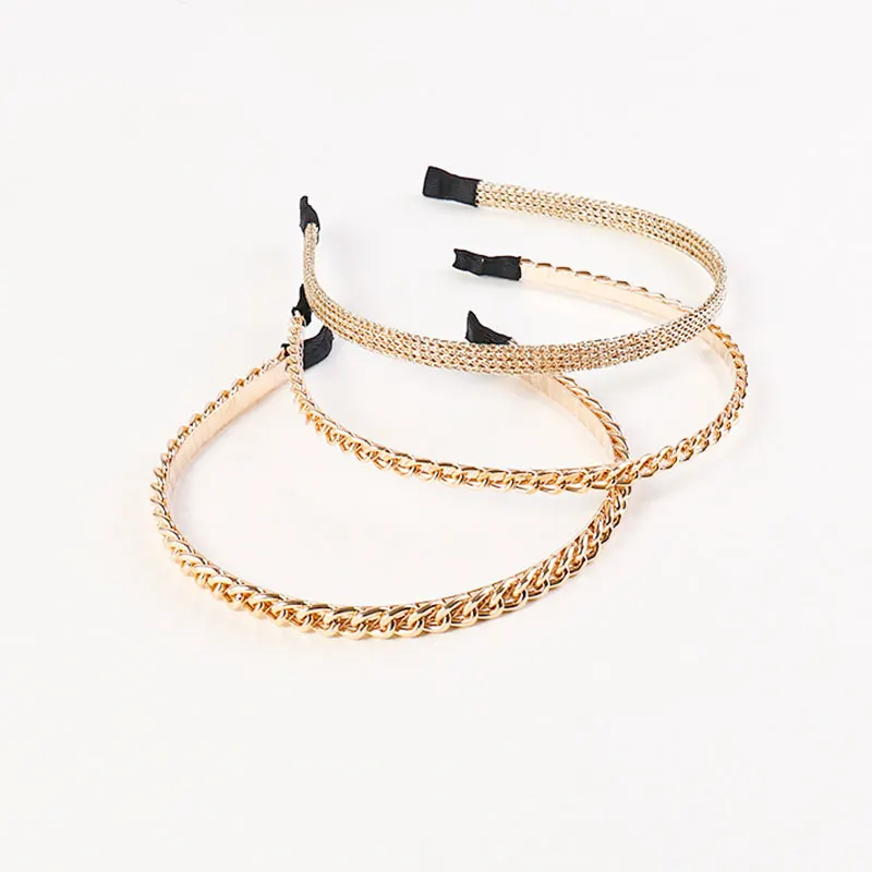 

2021 Новая женская обувь в стиле панк, Стиль головная повязка, завязка для волос для женщин, сплав, цепь для головы ободок обруч для волос резин...