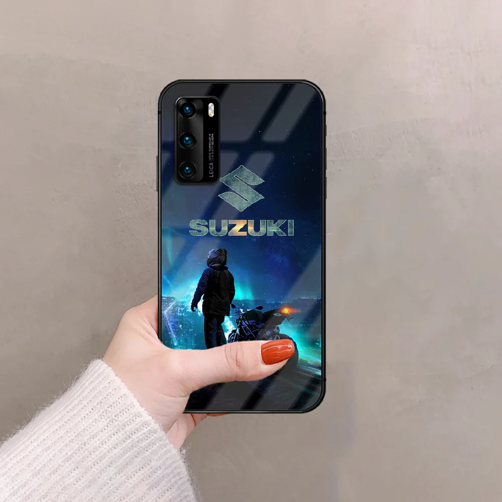 

Suzuki Motorcycle Phone Tempered Glass Case Cover For Huawei P Mate 20 30 40 Pro Lite Smart 2019 2021 Nova 5T 3D Phone case Cell