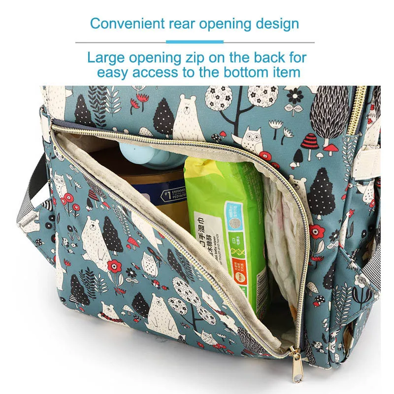 

Lequeen Diaper Bag Fashion Print Baby Nappy Backpack Dry Wet Waterproof Mommy Bag Large Capacity Insulation Nursing Bags