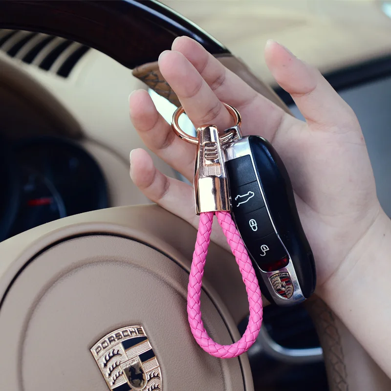 Стайлинг автомобиля плетеный веревочный брелок металлический подвесной деловые