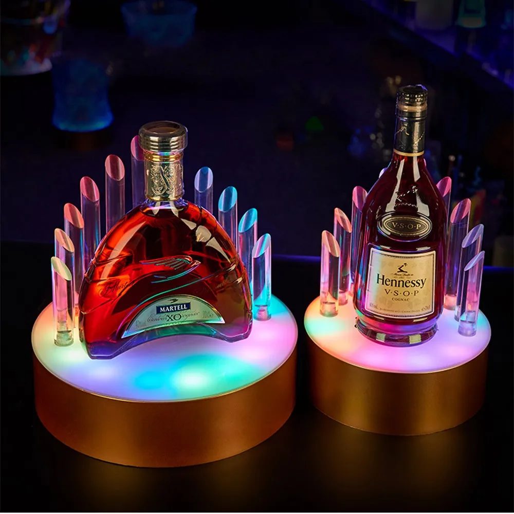 Rechargeable Led Luminous Champagne Cocktail Wine Holder Glowing Beer Wine Bottle Rack Bar NIghtclub Home Decoration Accessories