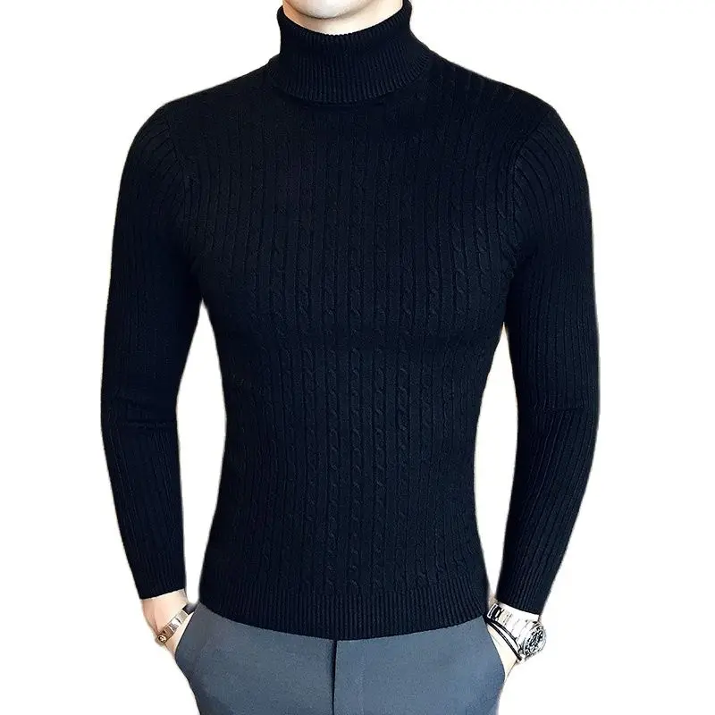 

FAKUNT Winter turtleneck sweater Turtleneck Pullover Men Brand Clothing knitwear Sweater Men Casual Pull Slim fit men turtleneck