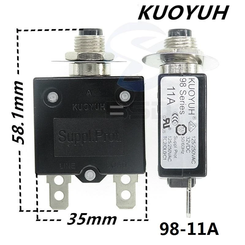 

3Pcs Taiwan KUOYUH 98 Series 11A Overcurrent Protector Overload Switch