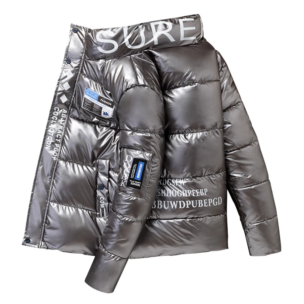 Autumn Winter Coat Men's Warm Parkas Streetwear Cotton Padded Coats Slim Male Jackets Print Windproof Coat Mens Clothing