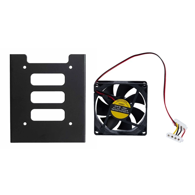 

80Mm DC 12V 2W 4 Pin Male To Female Adapter PC Computer Ventilator & 2.5 Inch To 3.5 Inch SSD HDD Metal Adapter Bracket