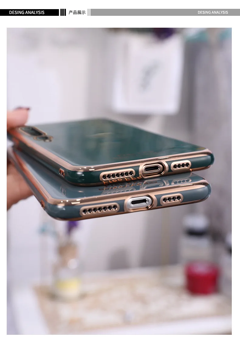 Чехол для iPhone 11 Pro Max SE 2020 X XS MAX XR 6D Гальванизированный золотой чехол с резьбой 6 6s 7 8