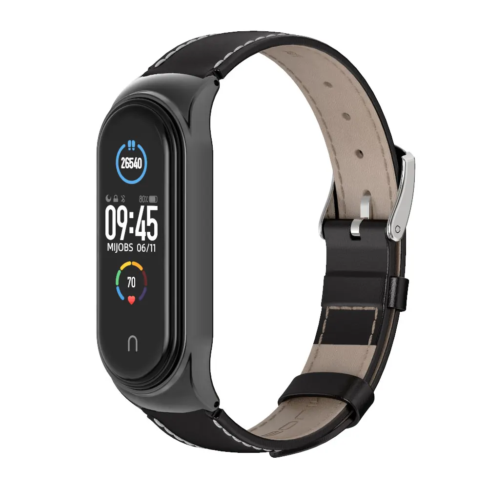 Mi Band 5 4 3 Strap Genuine Leather Opaska Do Wristband Bracelet For Xiaomi Correas Smart Miband Pulseira | Электроника