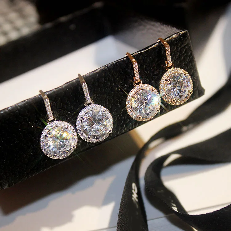 Модные женские маленькие круглые белые циркониевые висячие серьги винтажные