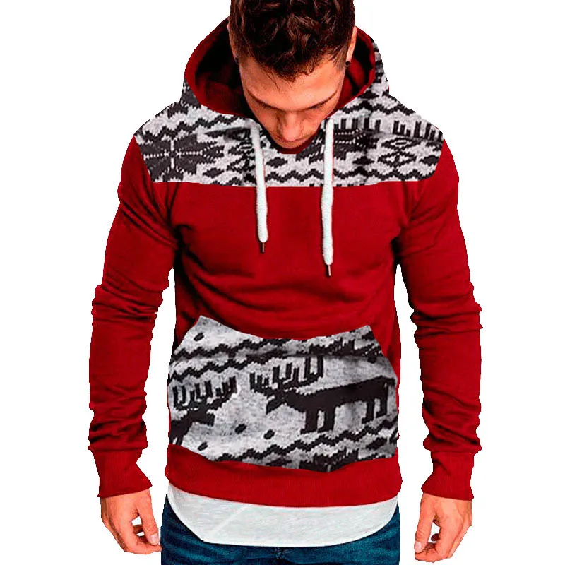 

Men's Hoodies Pullovers 2021Autumn Casual Slim Long Sleeve Oversized Hoodie Men Sweatshirt Christmas Deer Hooded Sweatshirts 5XL